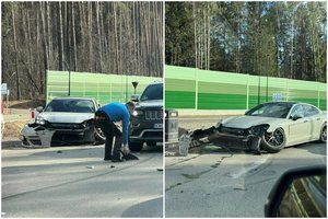 Po trijų automobilių susidūrimo Vilniaus pakraštyje visų dėmesys nukrypo į sudaužytą „Porsche“