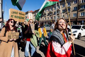 Vilniuje vyksta Palestinos rėmėjų protestas prieš Lietuvos valdžios paramą Izraeliui