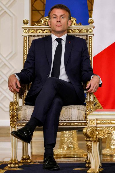 E. Macronas prieštarauja palestiniečių perkėlimui, Gazos Ruožo ir Vakarų Kranto aneksijai